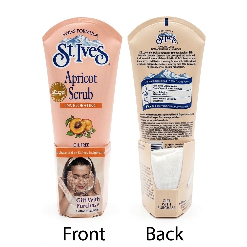 Vintage St Ives Swiss Formula Apricot Scrub 6 oz Cotton Headband NOS Y2K